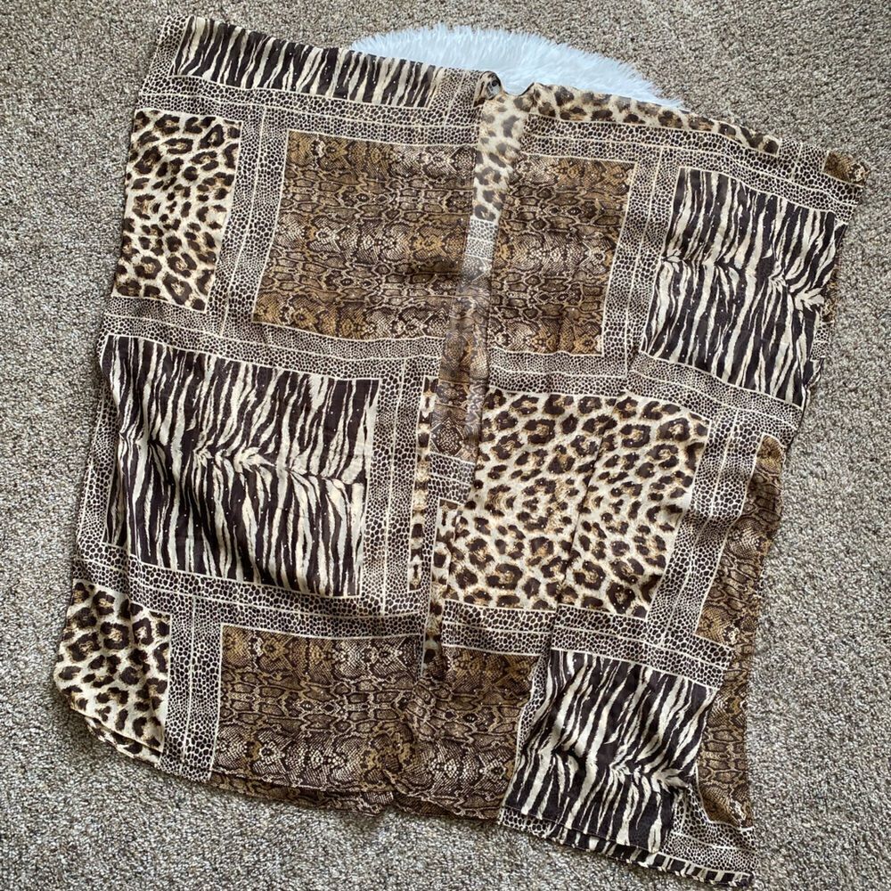 Jessica McClintock‎ Thin Sheer Animal Print Rhinestone Poncho Kimono Womens OS